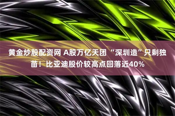 黄金炒股配资网 A股万亿天团 “深圳造”只剩独苗！比亚迪股价较高点回落近40%